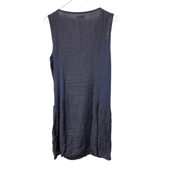 Lina Tomei Linen Shift Dress Women's Size Medium Beaded Neckline Made In Italy - Picture 7 of 8